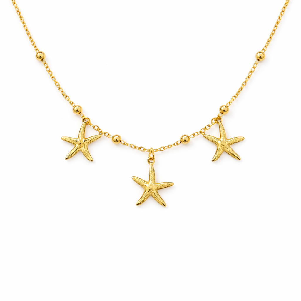 Golden Starfish Charm Necklace
