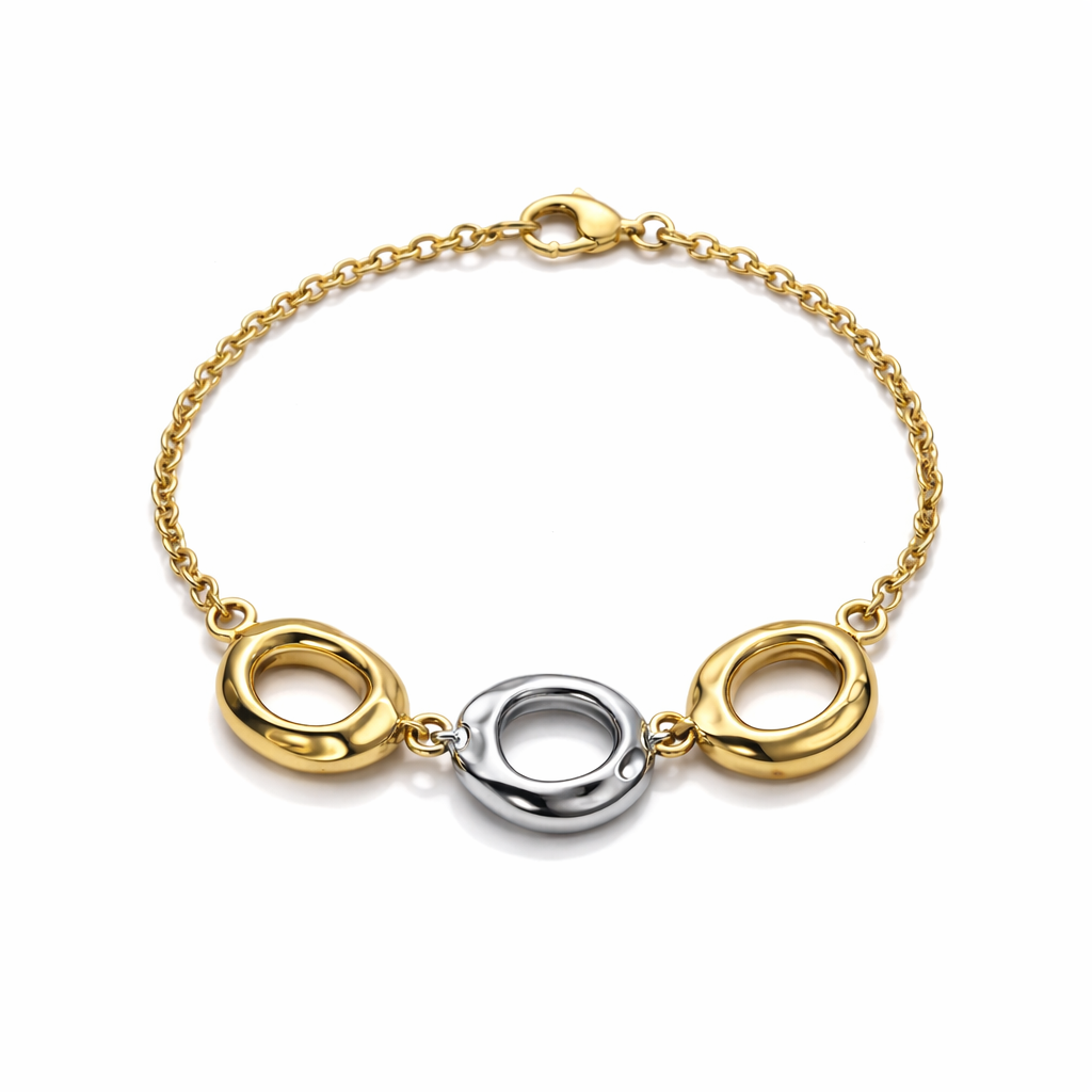 Dual Tone Circle Link Bracelet