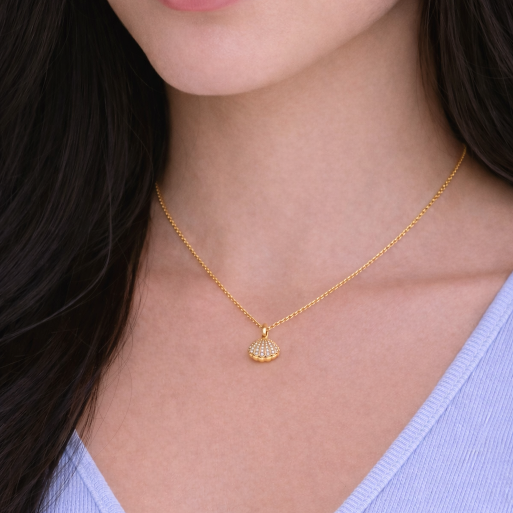Golden Seashell Pendant Necklace
