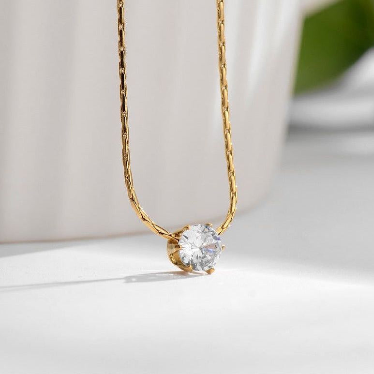 Dainty Solitaire Pendant Necklace