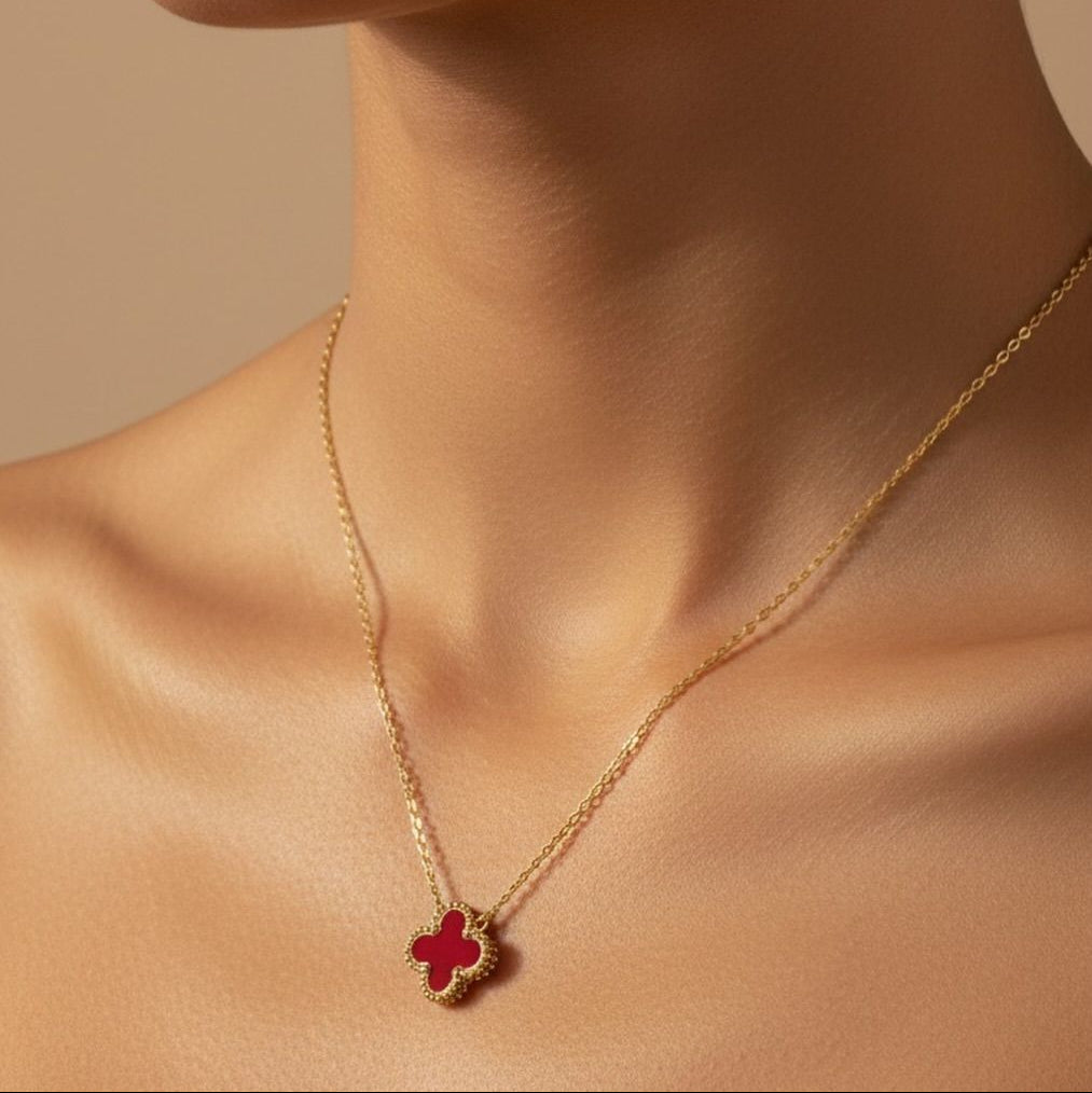Reversible White Clover Elegance Pendant Necklace