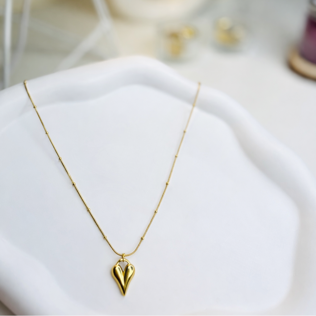 Golden Heart Charm Necklace