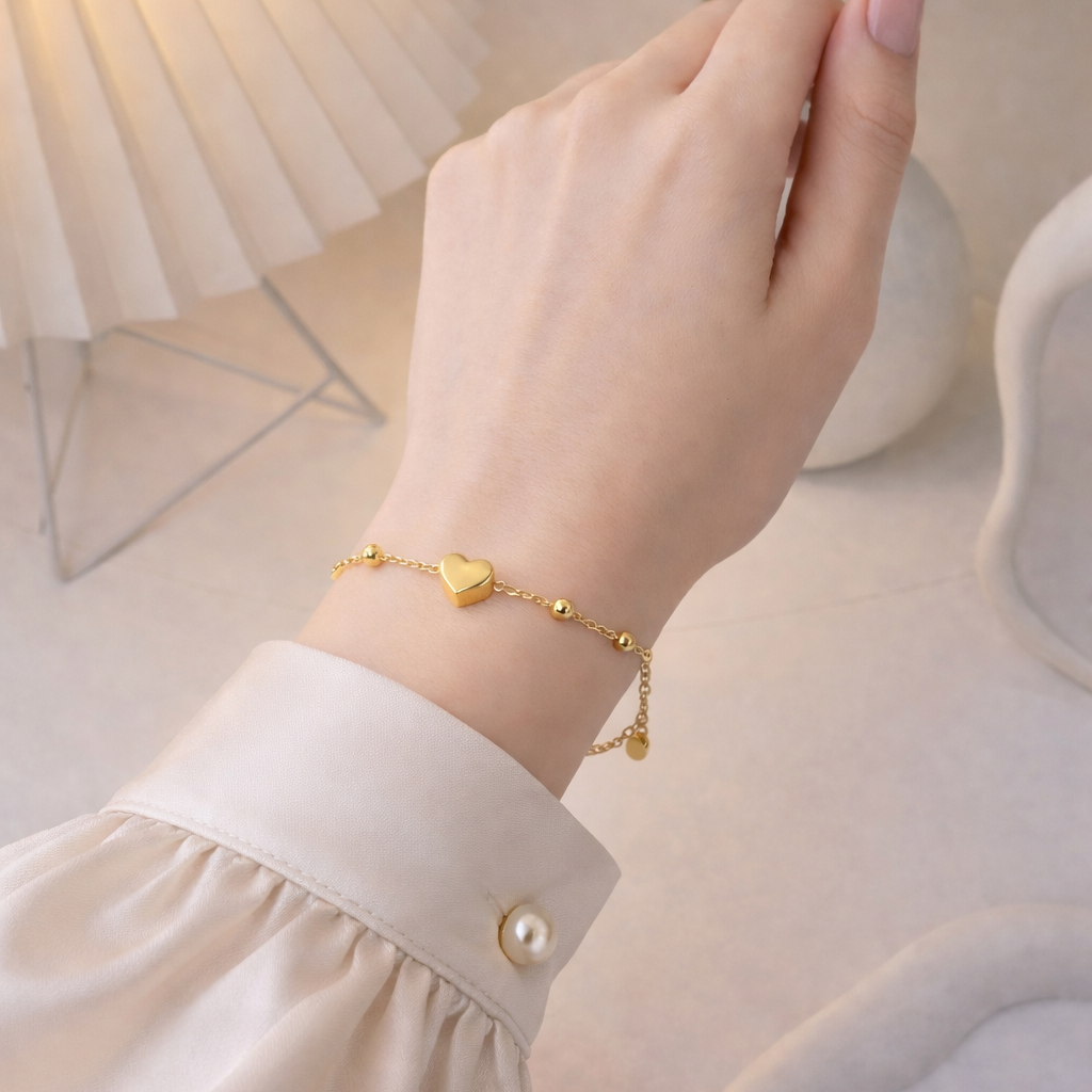 Golden Heart Bead Bracelet