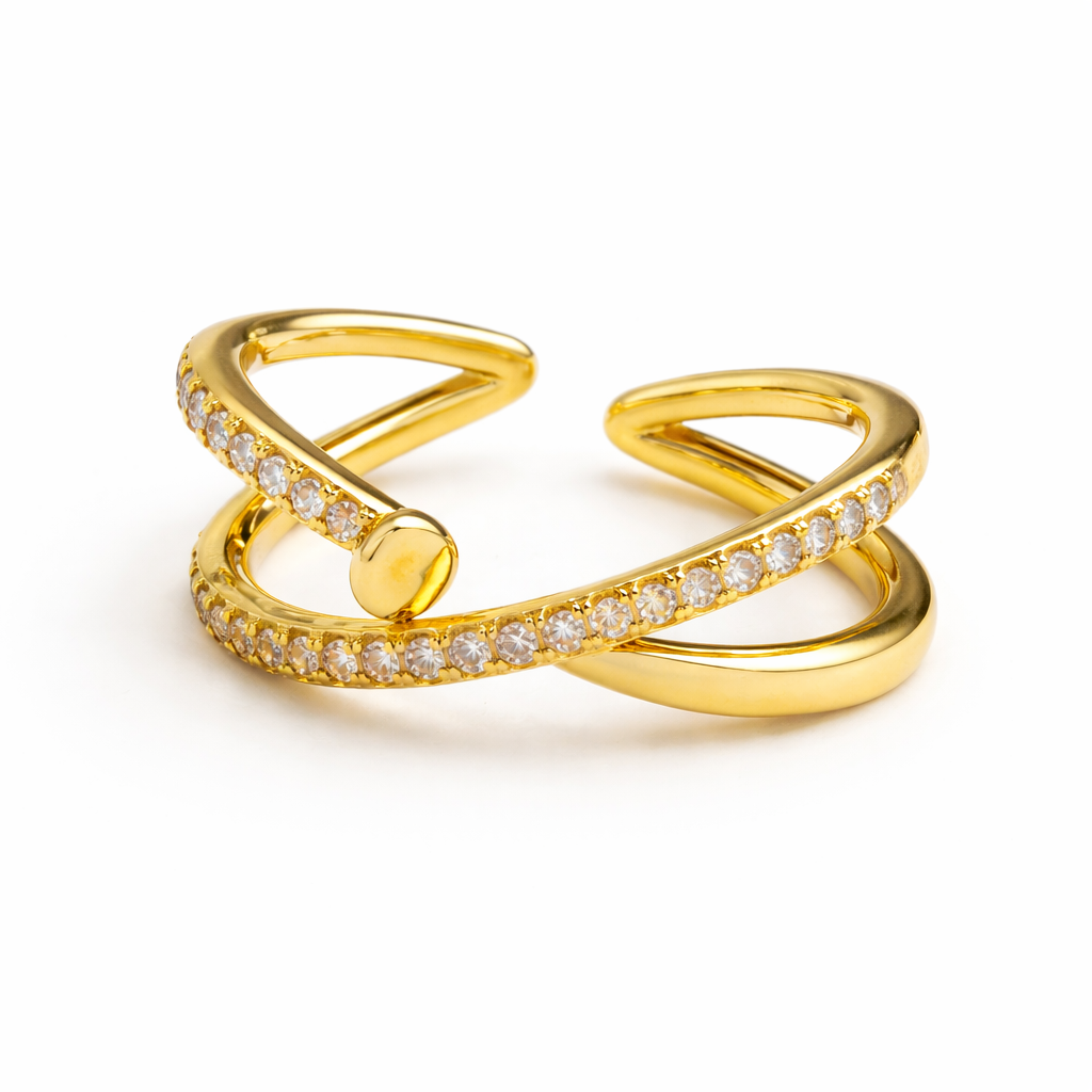 Nail Crisscross Gold Ring