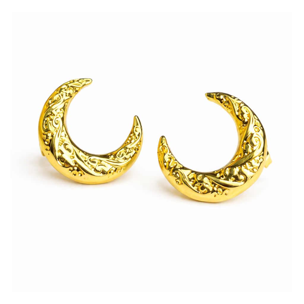 Golden Crescent Moon Earrings