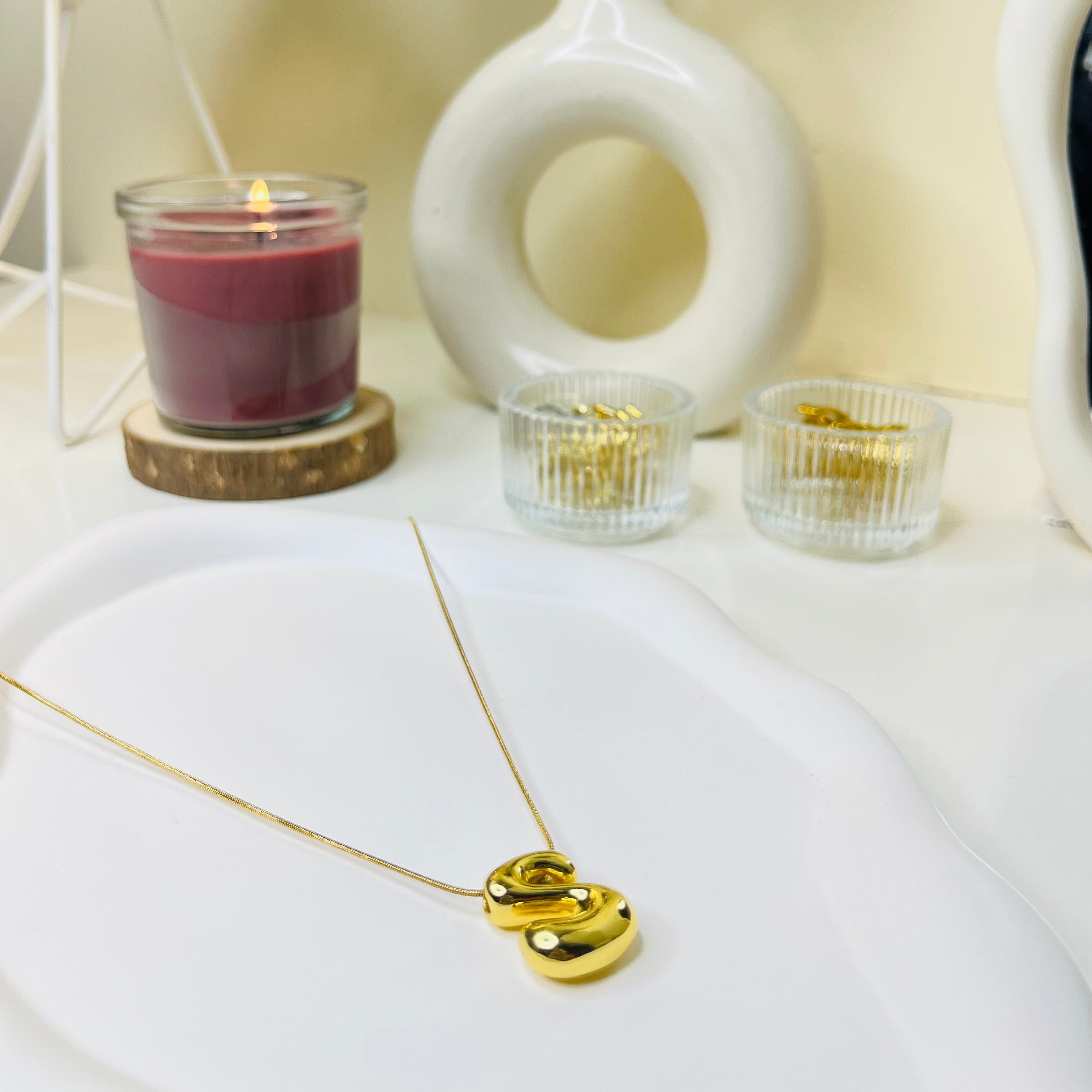 Golden Initial “S” Pendant Necklace