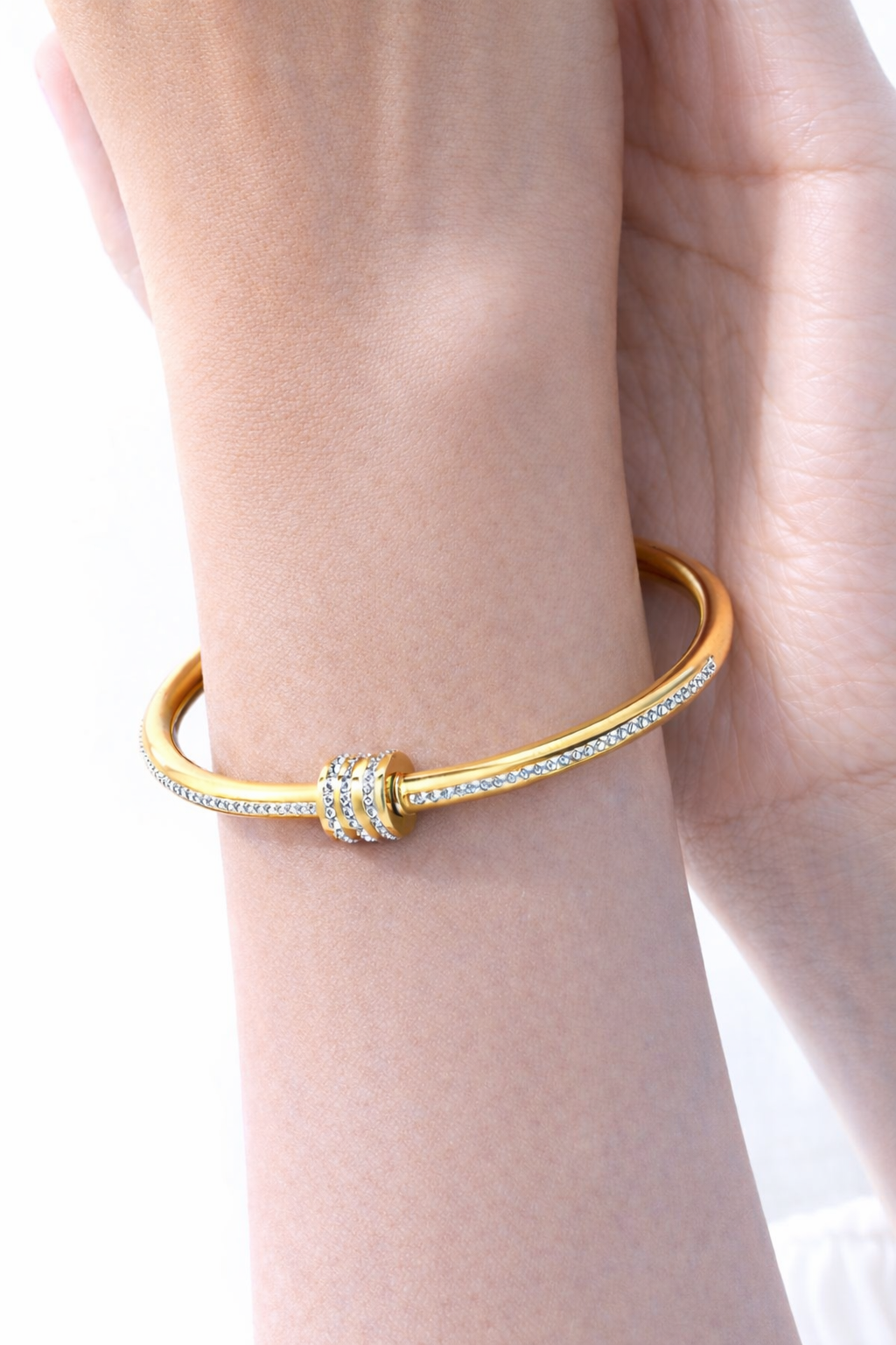 Crystal Accent Gold Bangle