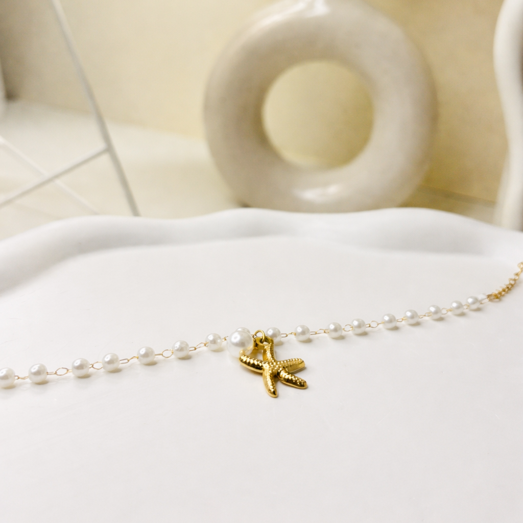 Pearl Starfish Charm Bracelet
