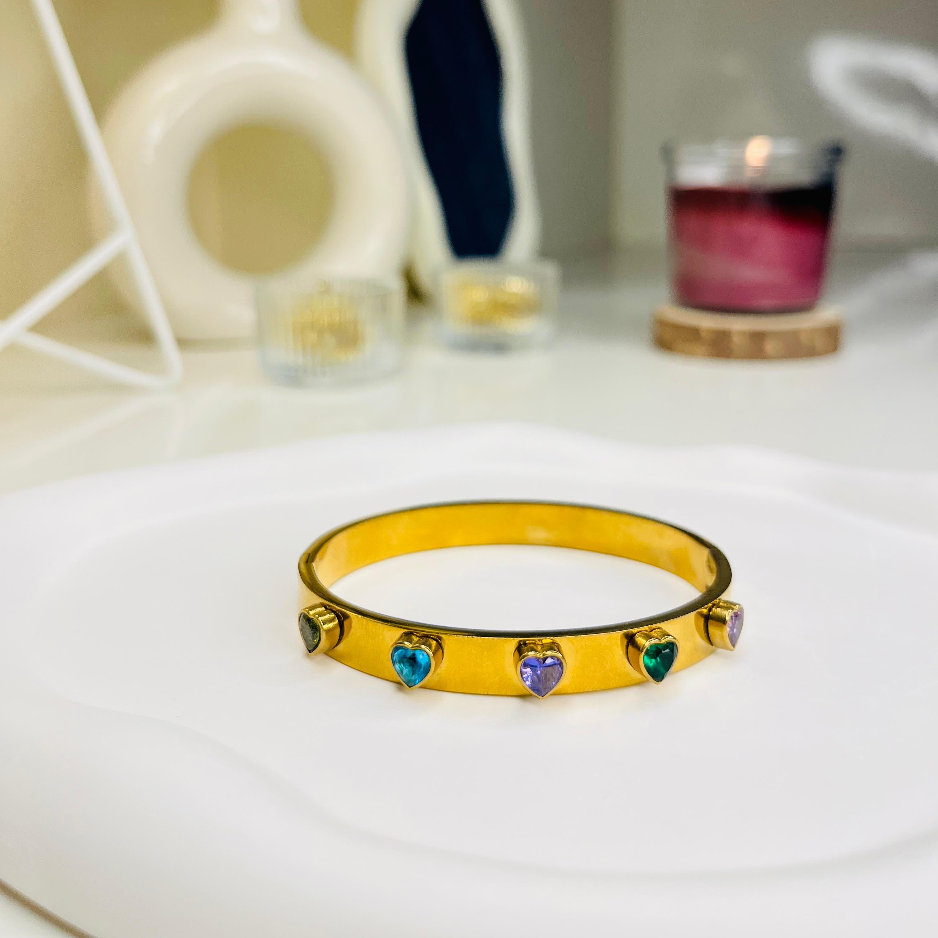 Luna Love Heart Stone Bangle