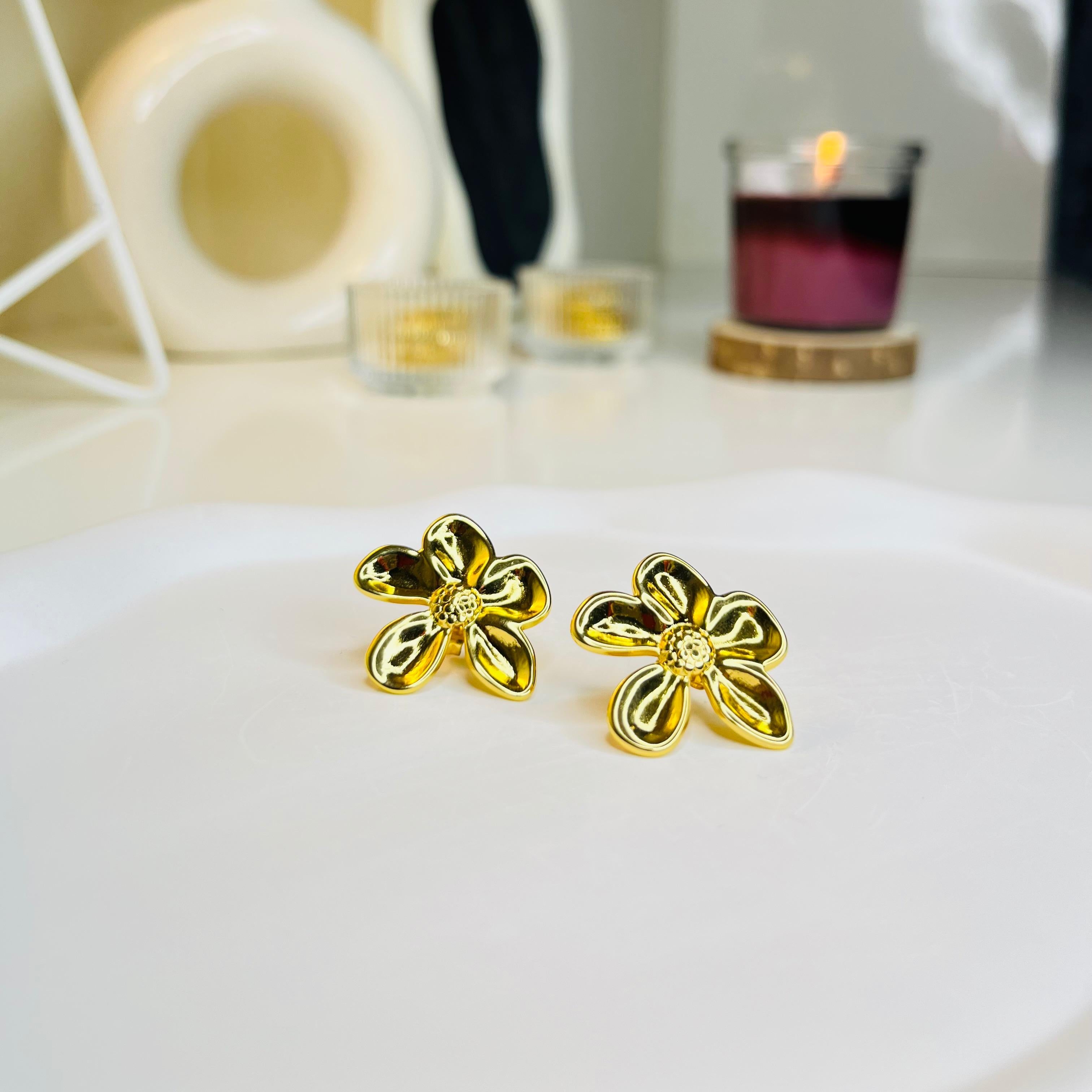 Golden Blossom Stud Earrings