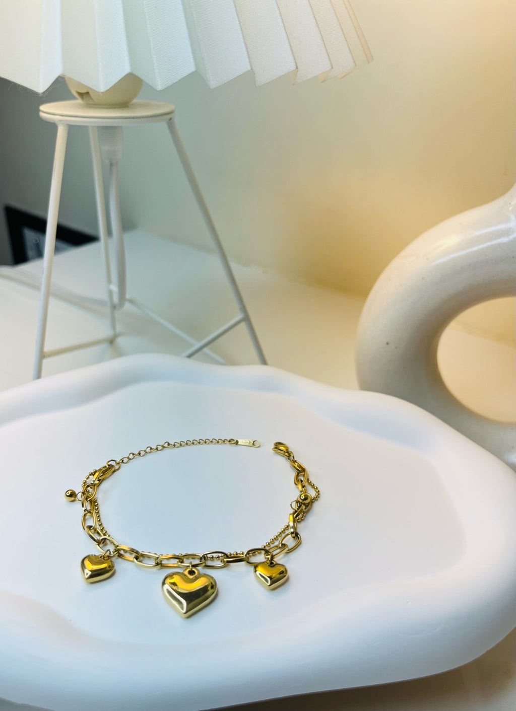 Golden Heart Charm Bracelet.