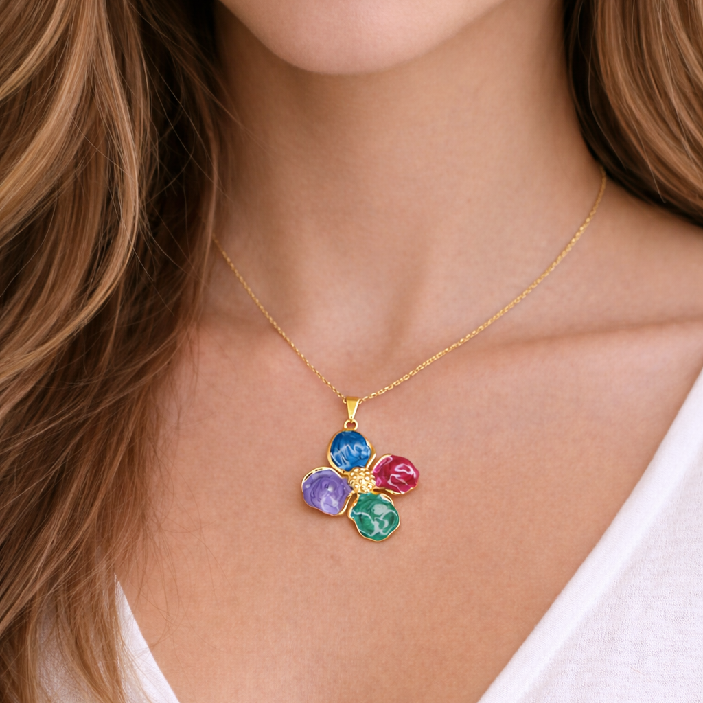 Aurora Bloom Multicolor Pendant Necklace
