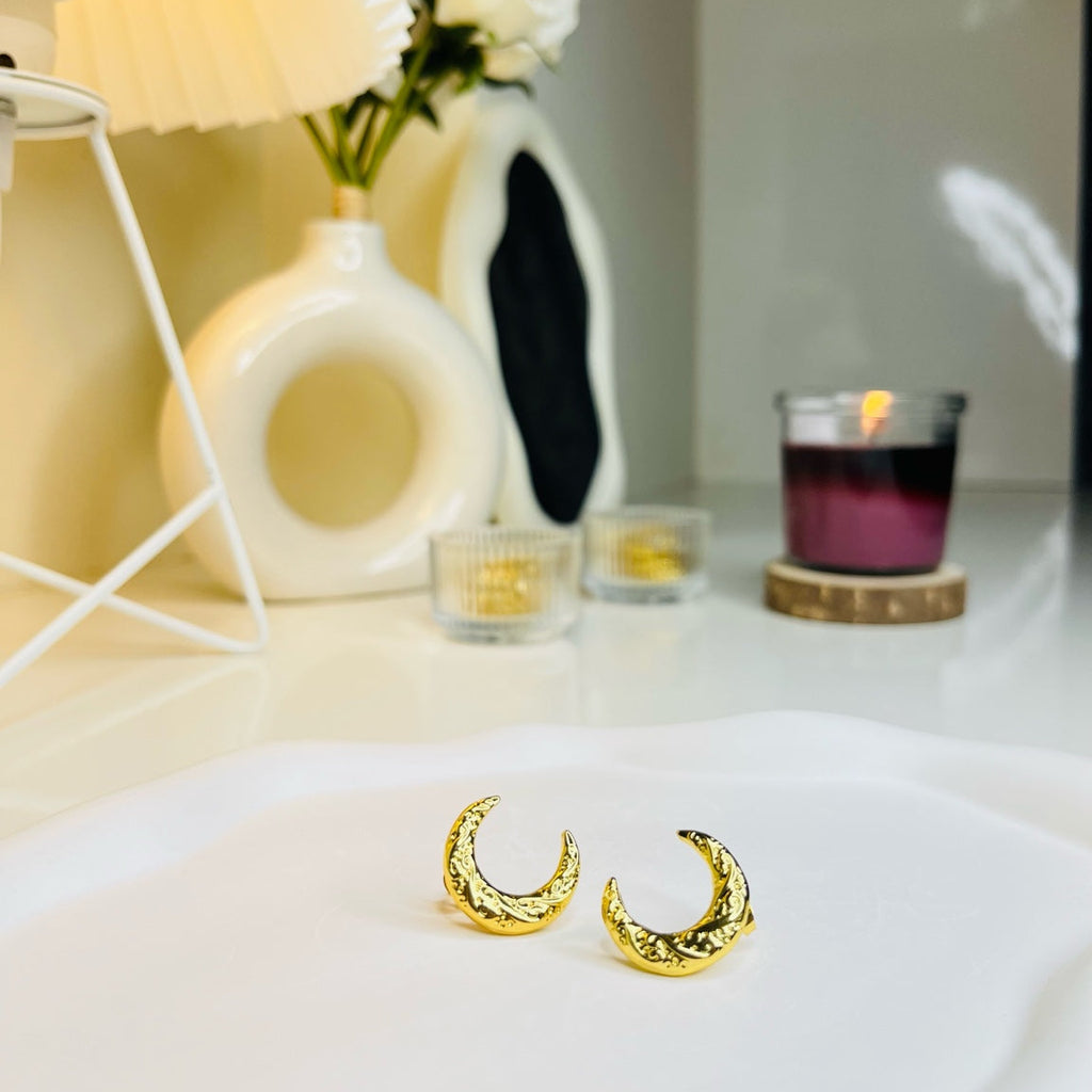 Golden Crescent Moon Earrings