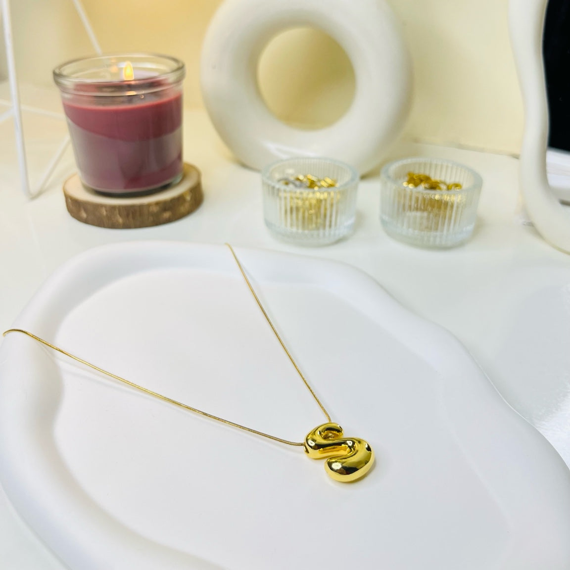 Golden Initial “S” Pendant Necklace