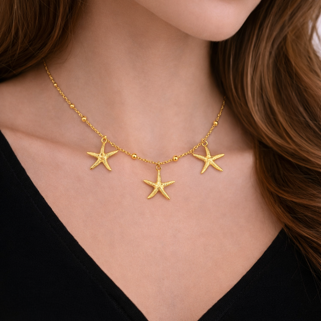 Golden Starfish Charm Necklace