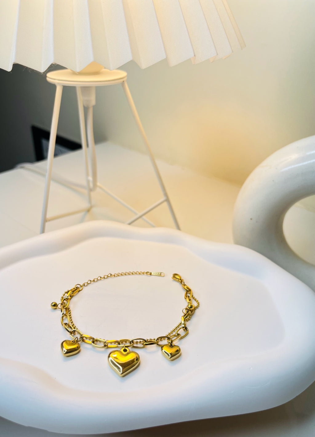 Golden Heart Charm Bracelet.