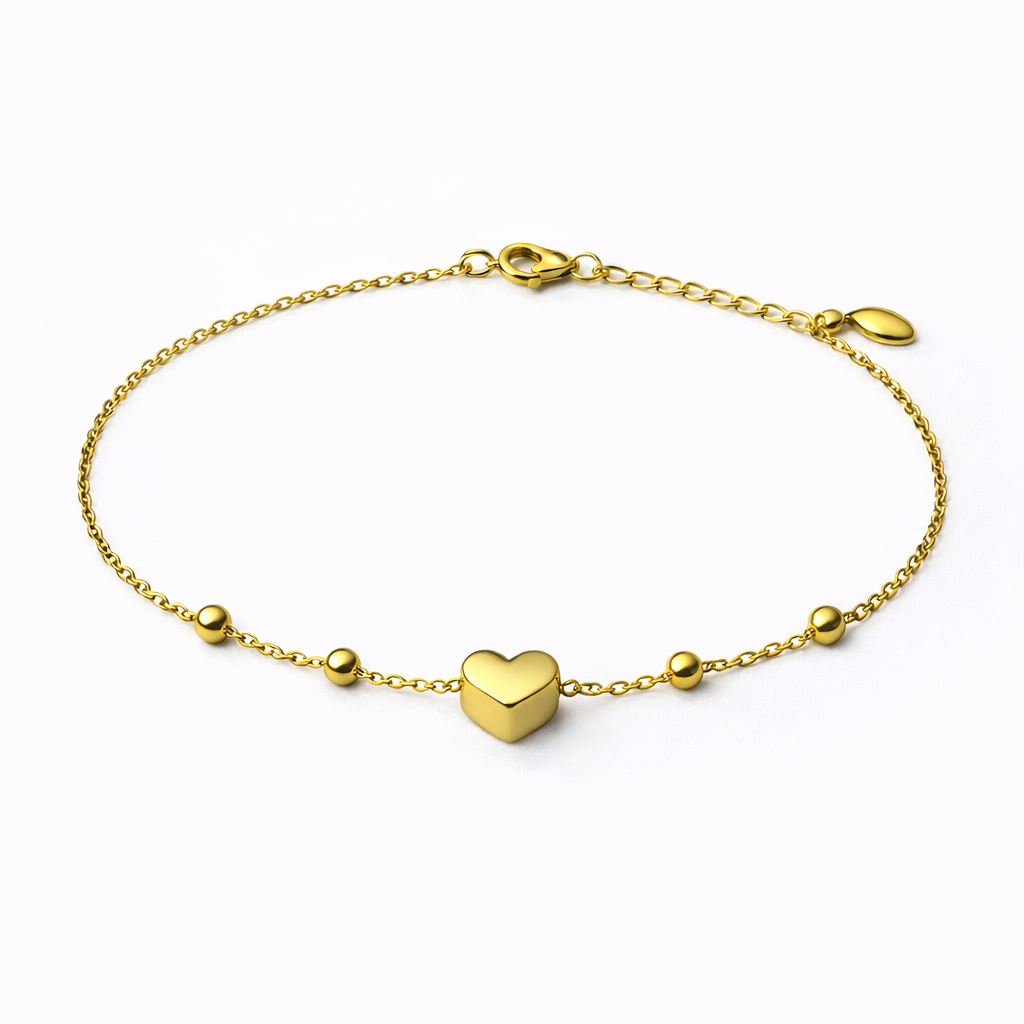 Golden Heart Bead Bracelet