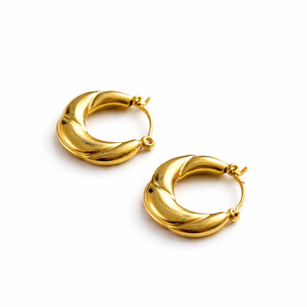 Chunky Gold Wave Hoop Earrings
