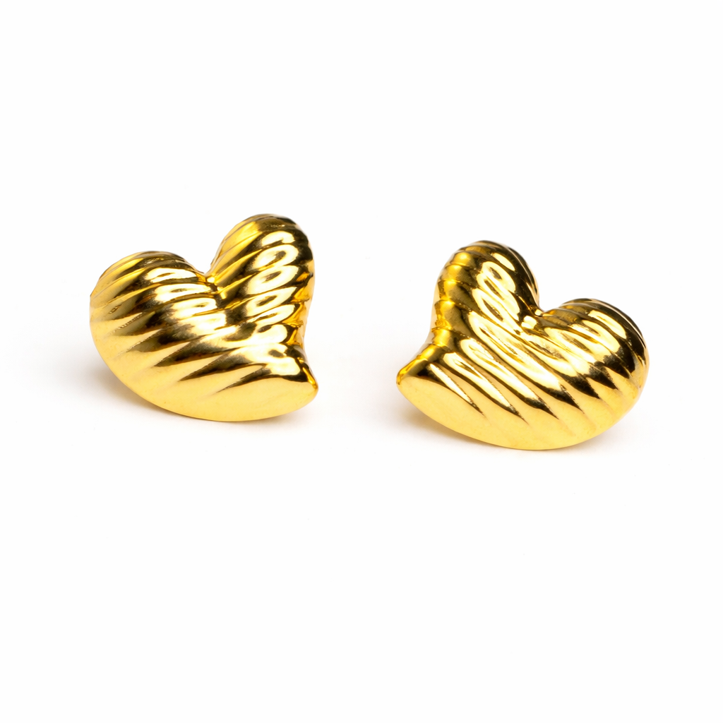 Golden Heart Stud Earrings