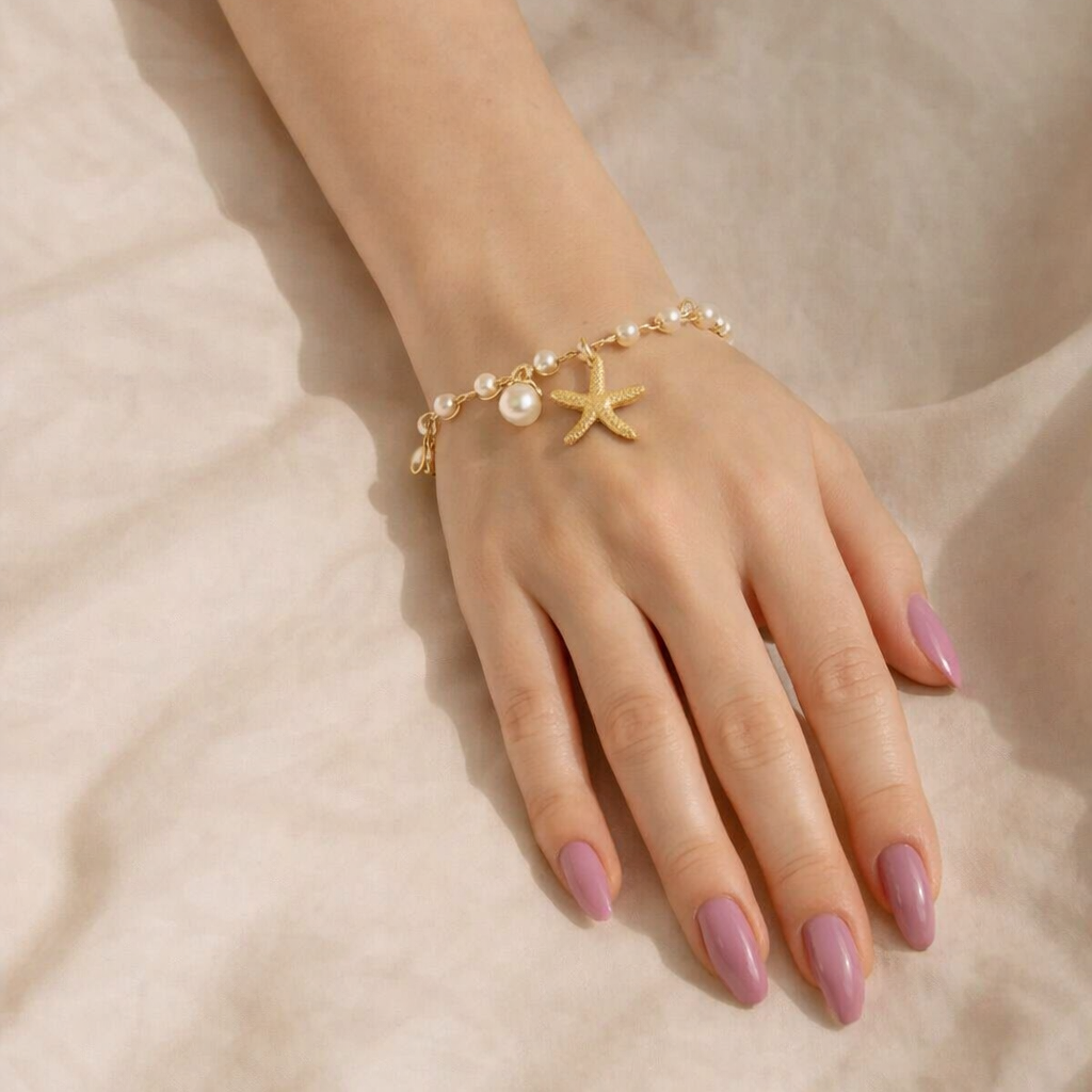 Pearl Starfish Charm Bracelet