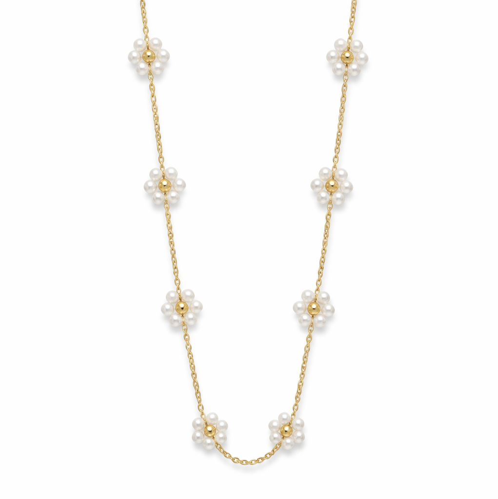 Daisy Pearl Flower Chain Necklace