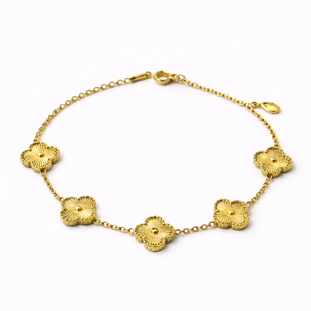 Golden Clover Charm Bracelet