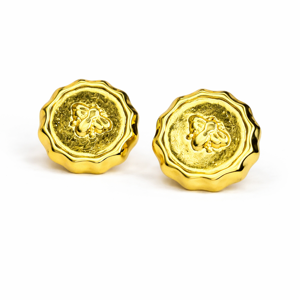 Medallion Gold Stud Earrings