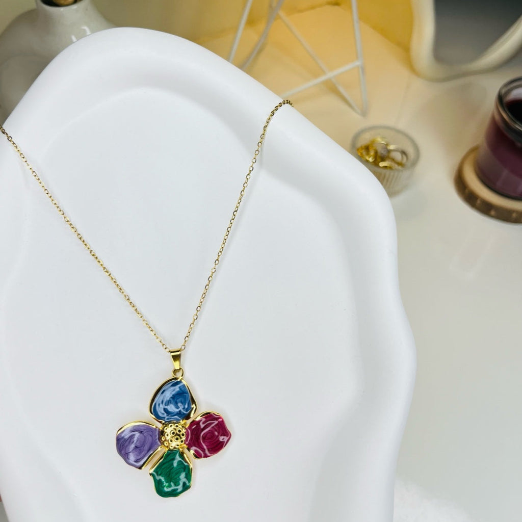 Aurora Bloom Multicolor Pendant Necklace