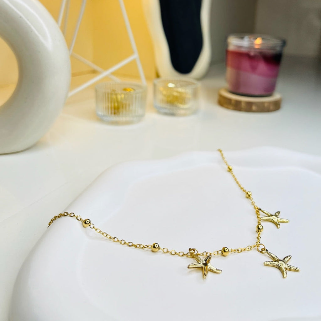 Golden Starfish Charm Necklace