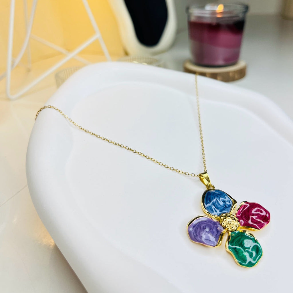 Aurora Bloom Multicolor Pendant Necklace