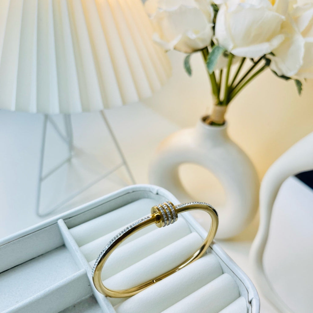 Crystal Accent Gold Bangle