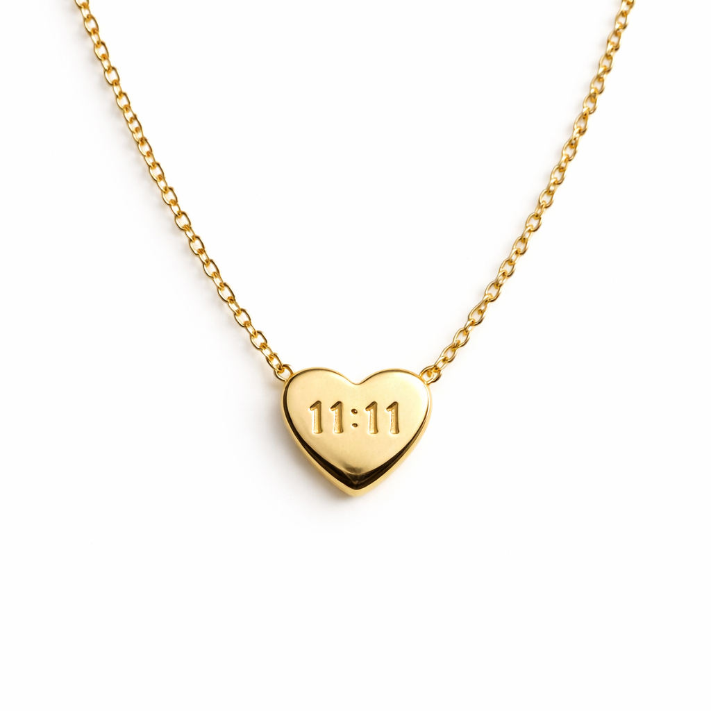 11:11 Gold Heart Pendant Necklace
