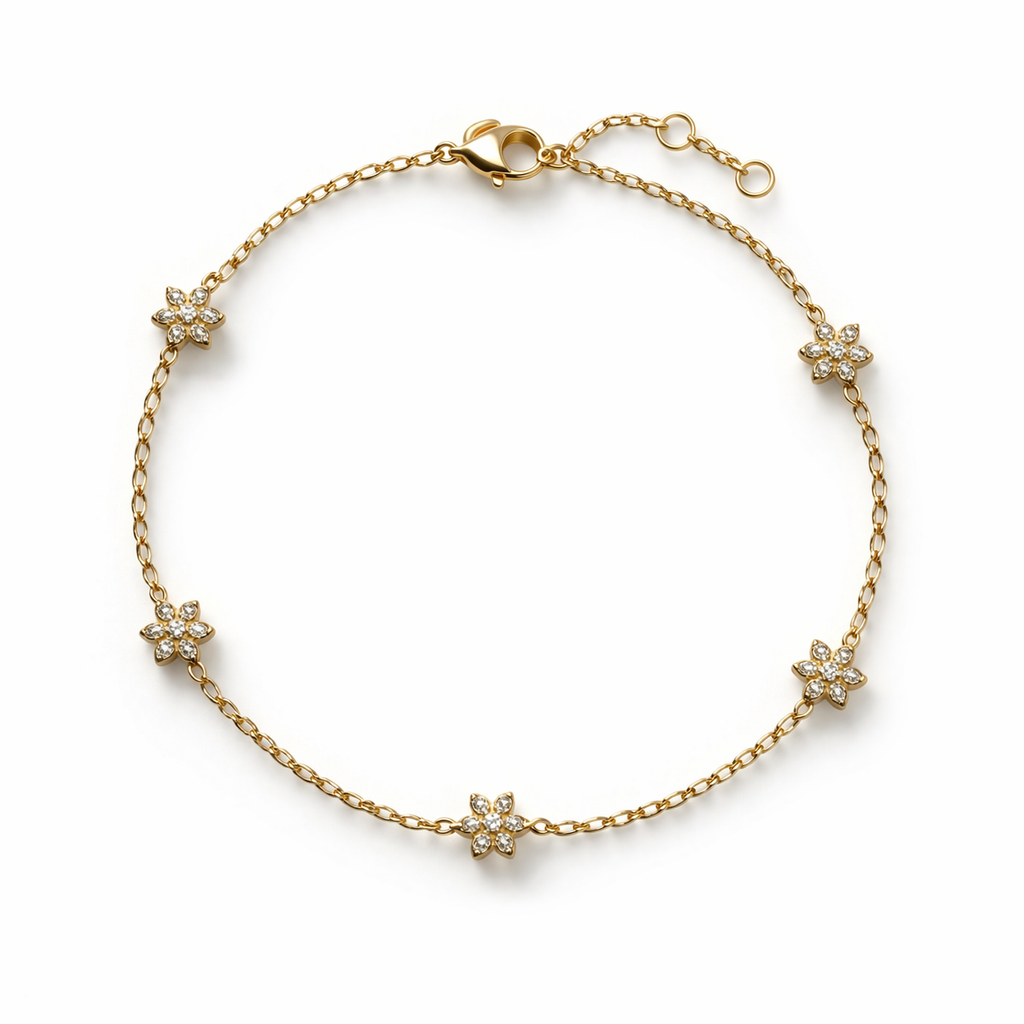 Delicate Gold Flower Charm Bracelet