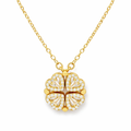 Golden Open Clover Sparkle Pendant Necklace