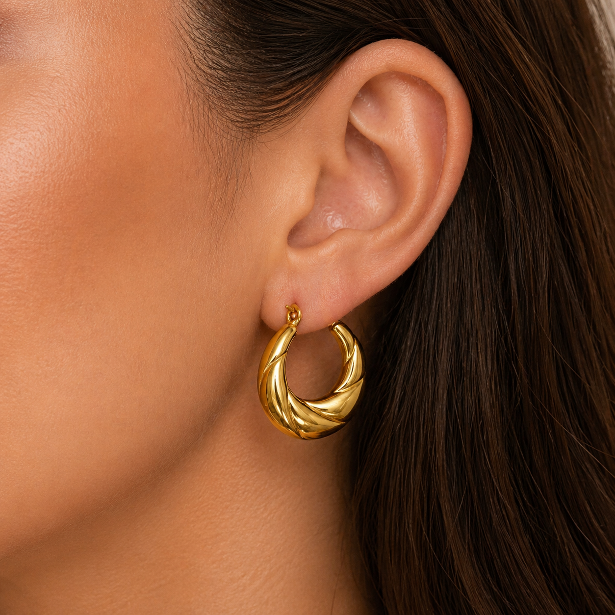 Twisted GoldHoop Earrings