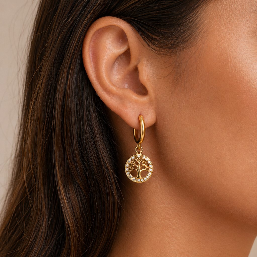 Gold Tree of Life Hoops