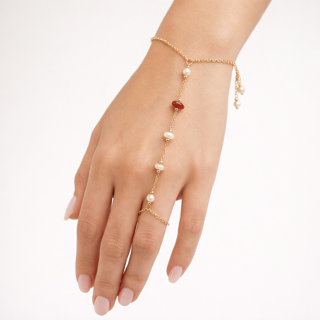 Gold Pearl Hand Chain