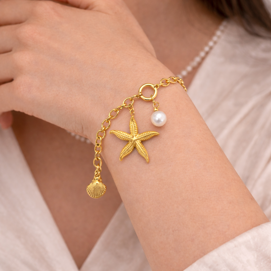 Ocean Charm Gold Bracelet