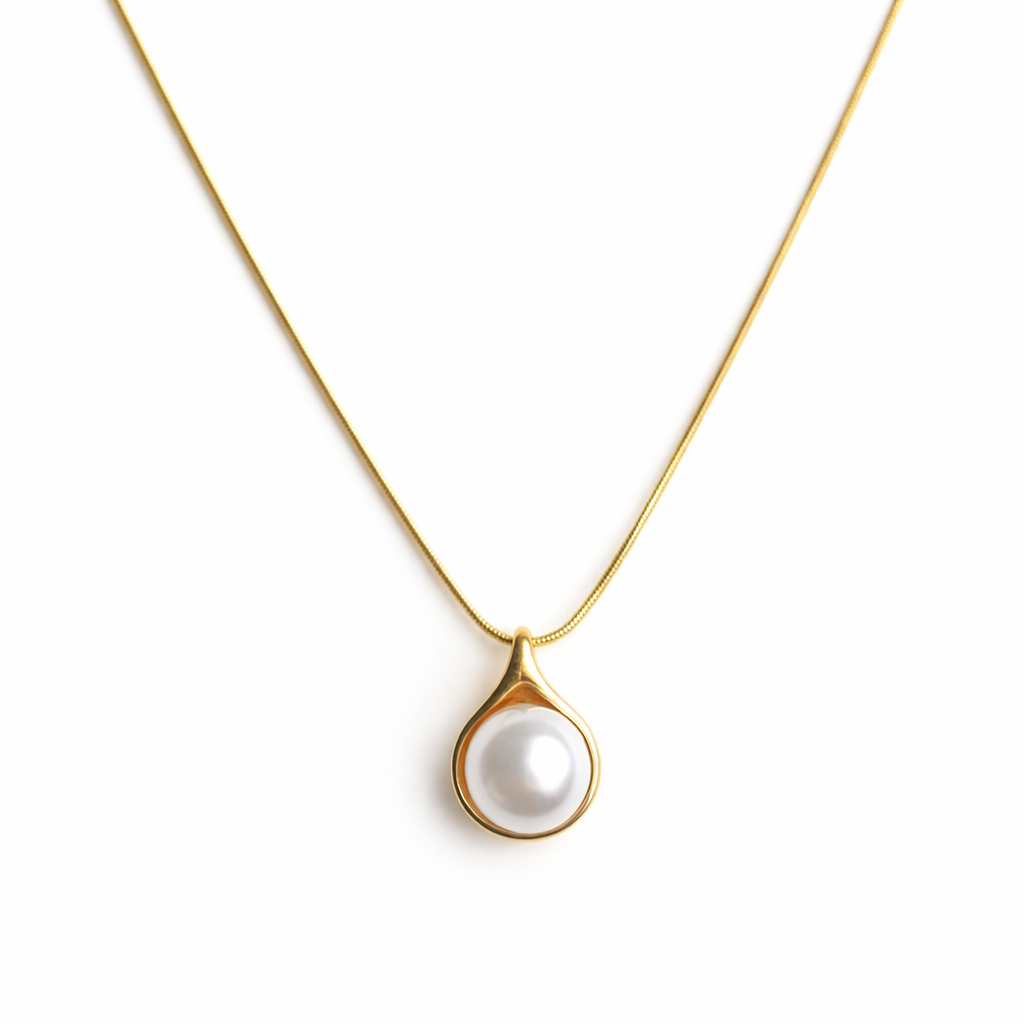 Minimal Gold Pearl Drop Pendant