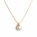 Minimal Gold Pearl Drop Pendant
