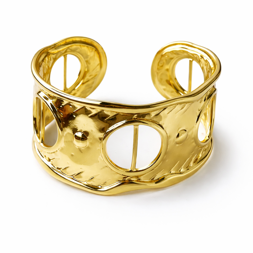 Golden Sculpted Cut-Out Cuff Bracelet