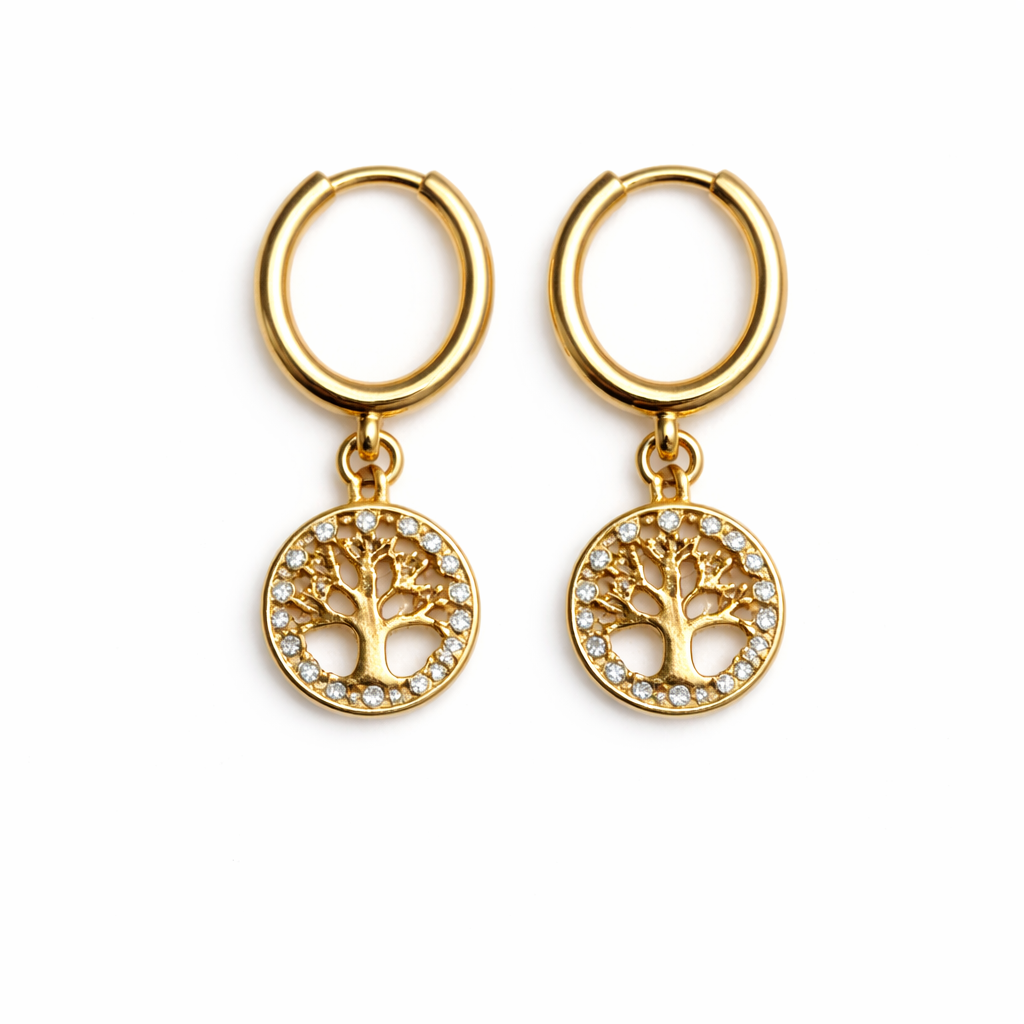 Gold Tree of Life Hoops
