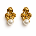 Vintage Gold Pearl Stud Earrings