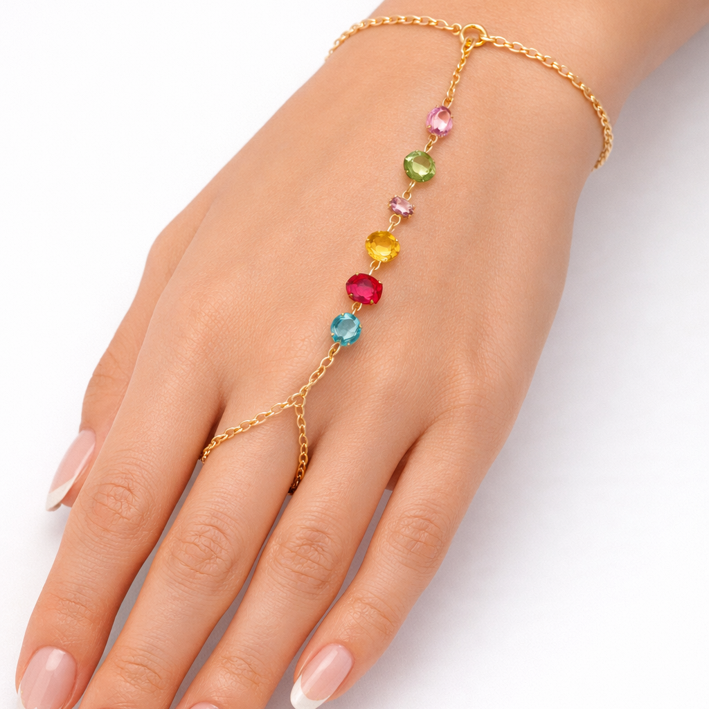 Multicolor Gemstone Hand Chain