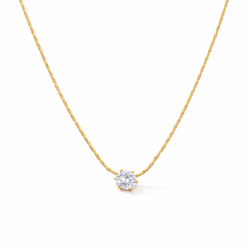 Dainty Solitaire Pendant Necklace