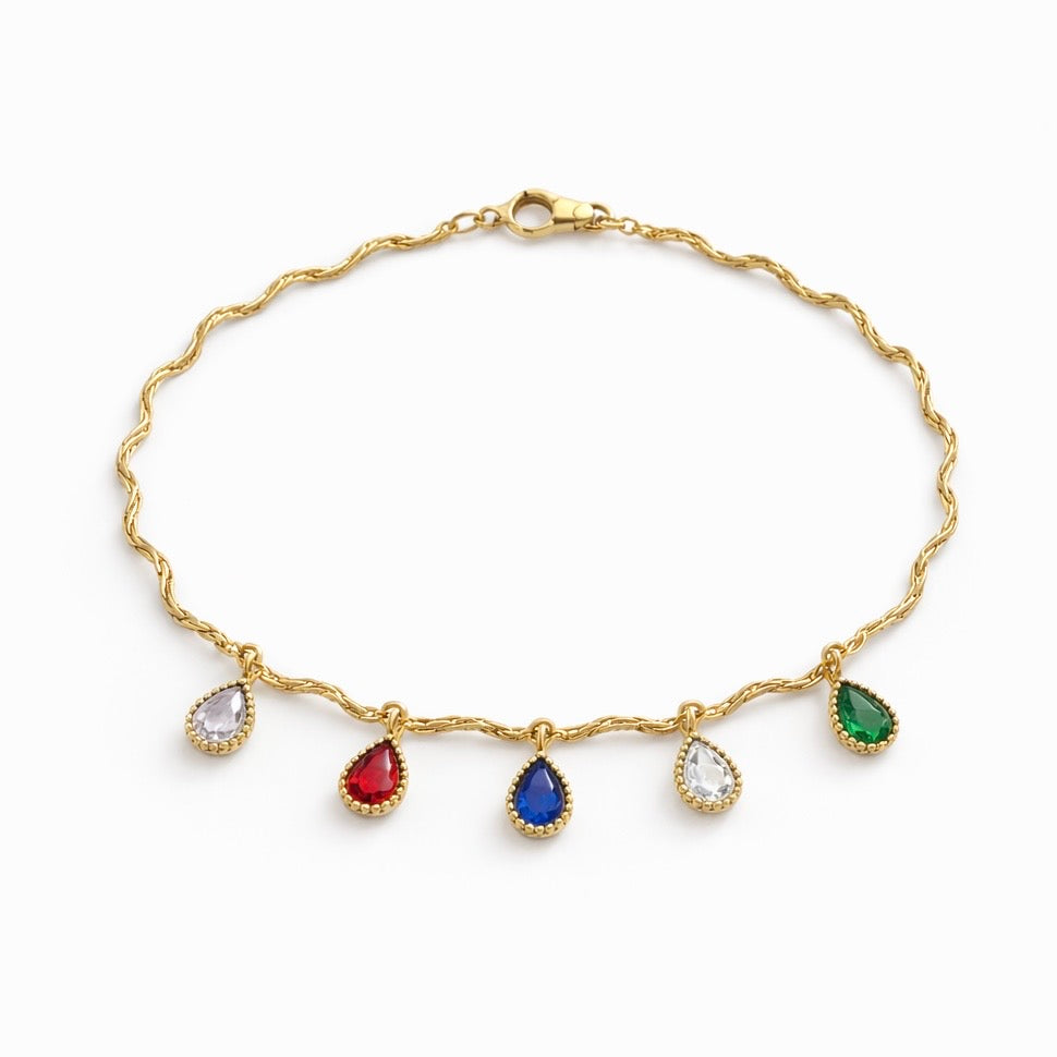 Multicolor Teardrop Charm Bracelet