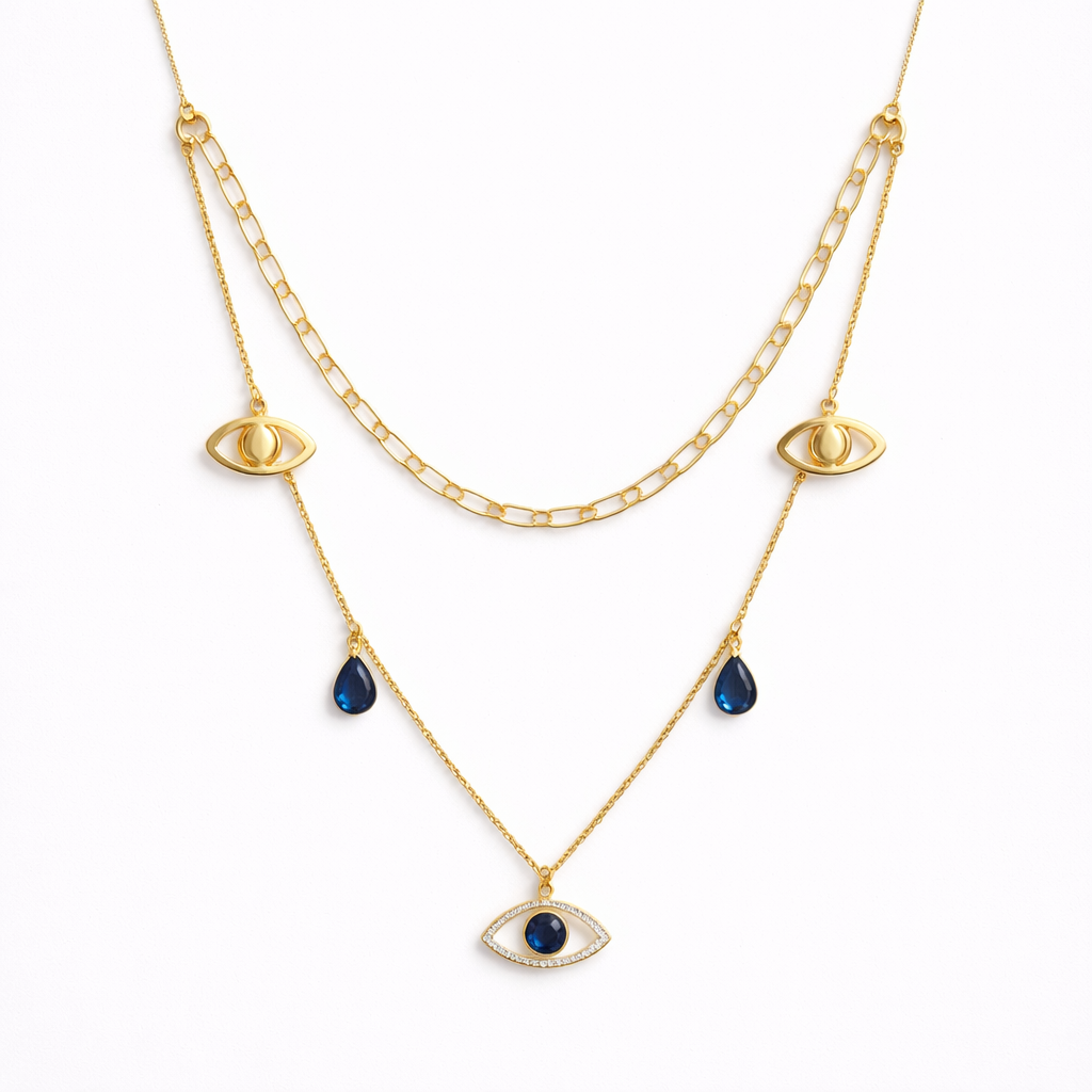 Layered Evil Eye Gold Necklace