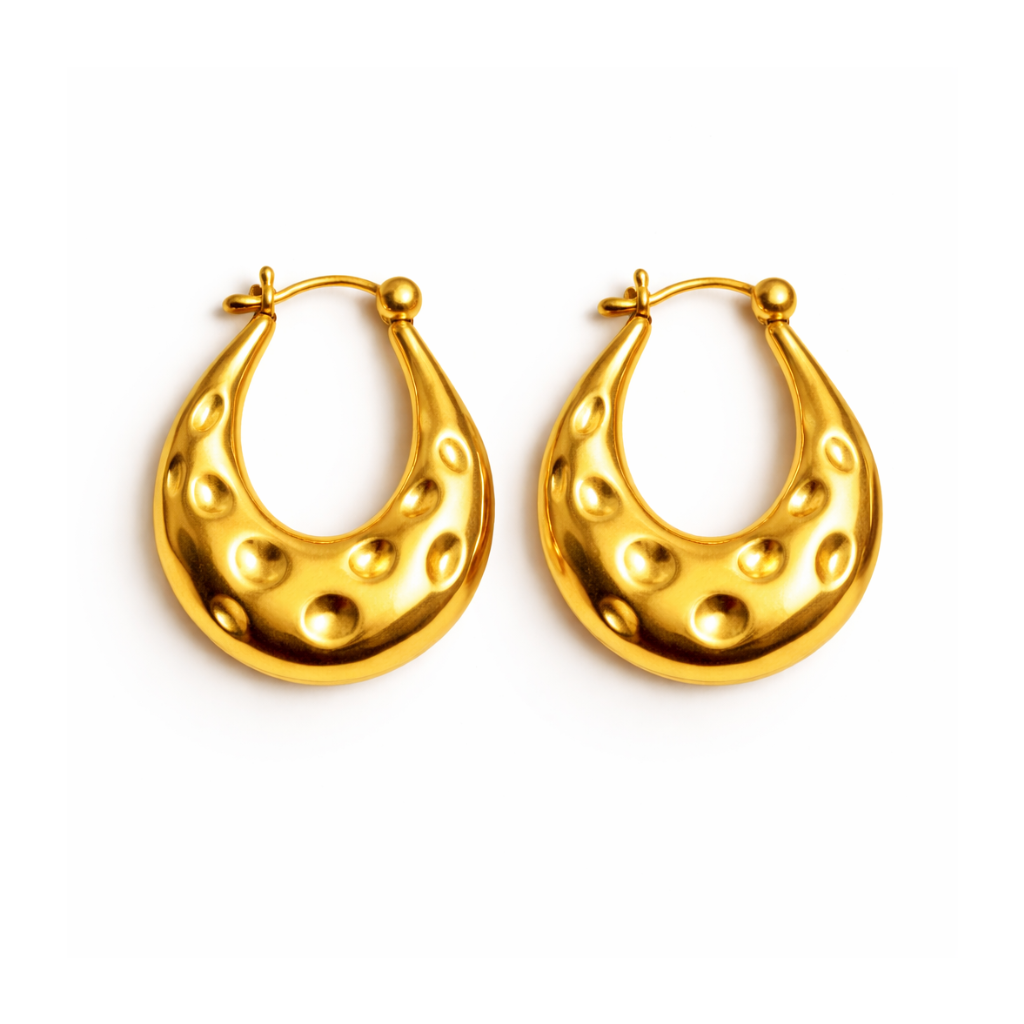Bold Gold Crescent Hoop Earrings