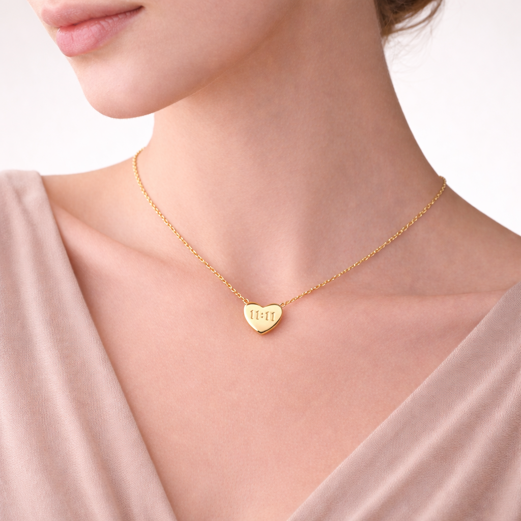 11:11 Gold Heart Pendant Necklace
