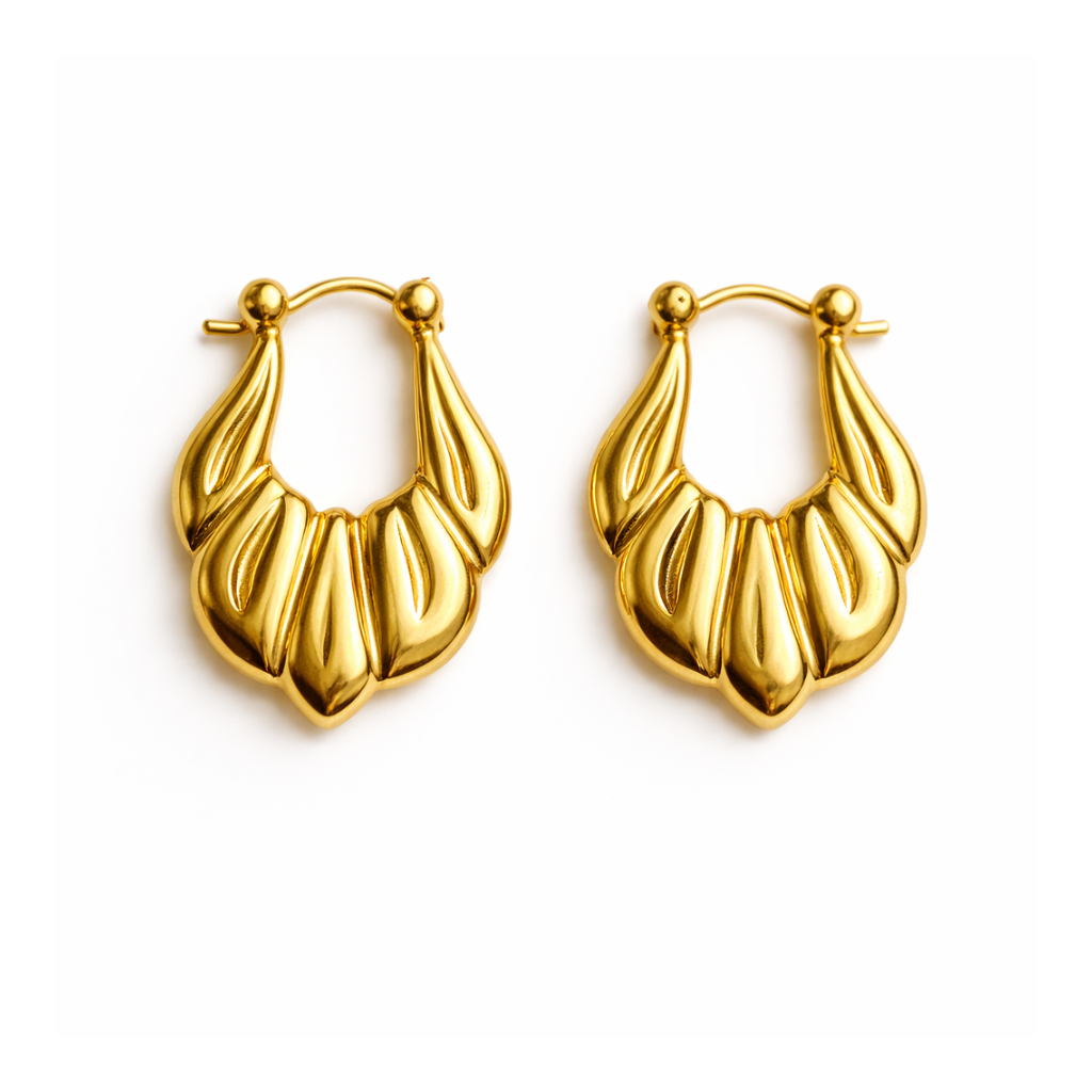 Statement Gold Sculpted Hoop Earrings